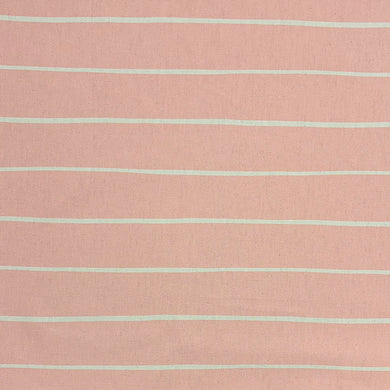 Blush striped curtain fabric with a soft pink hue and elegant horizontal lines.