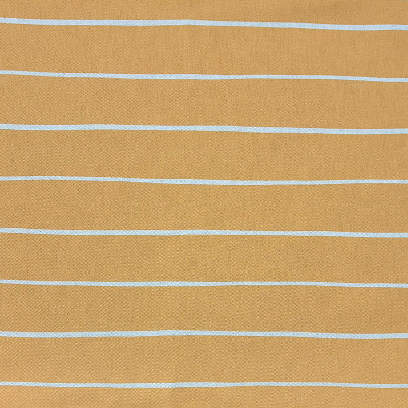 Ochre striped curtain fabric with warm golden hues and a timeless stripe design.