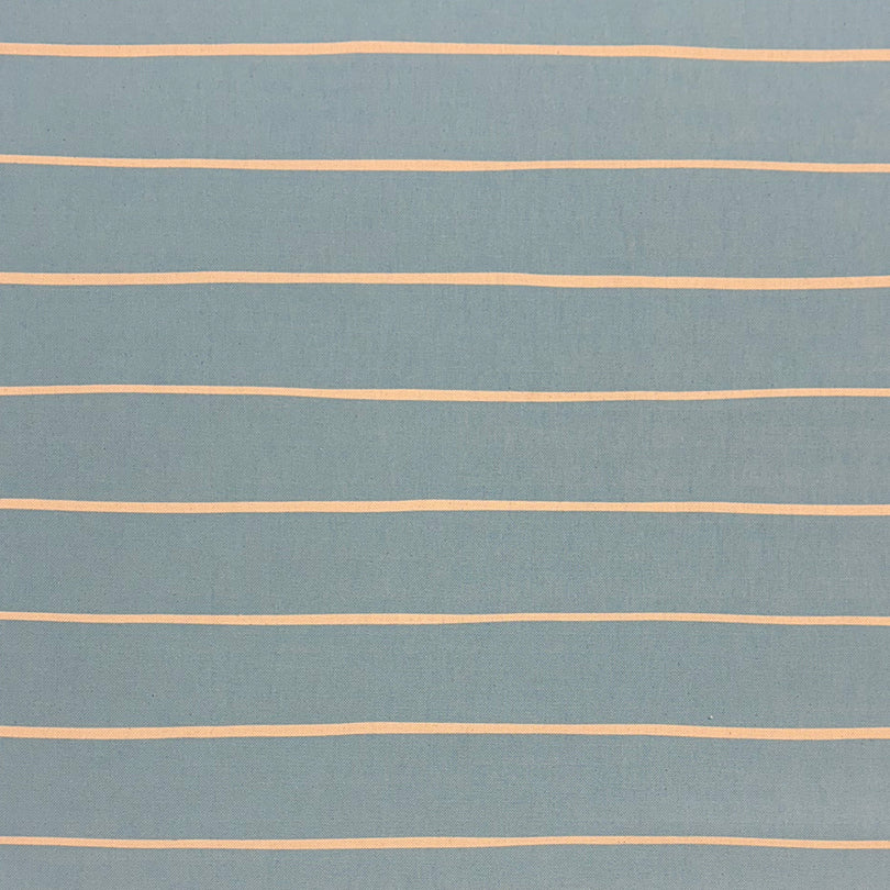 Sky blue striped curtain fabric with a soft pastel shade and elegant horizontal lines.