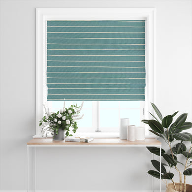 Adige Teal striped curtain fabric, a bold choice for modern and classic décor.