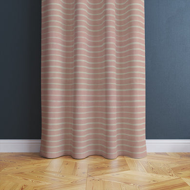 Classic blush-colored striped curtain fabric from the Alcantara collection, suitable for drapes and soft furnishings.