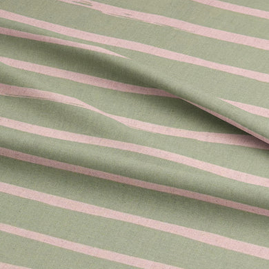 Vibrant lemongrass-colored striped curtain fabric from the Alcantara collection, ideal for drapes and blinds.