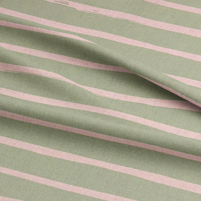 Vibrant lemongrass-colored striped curtain fabric from the Alcantara collection, ideal for drapes and blinds.