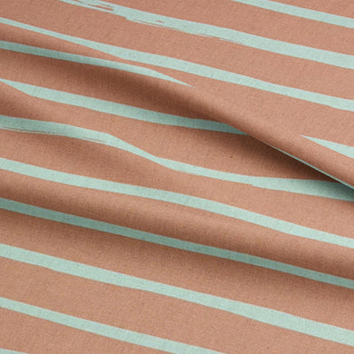 Peach-toned striped curtain fabric from the Alcantara collection, perfect for drapery and window treatments.