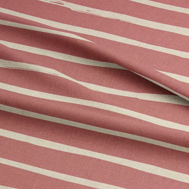 Striped curtain fabric in deep rouge from the Alcantara range, ideal for curtains, blinds, and drapery.