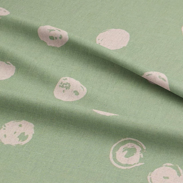 Detailed shot of Alene lemongrass spotted fabric texture