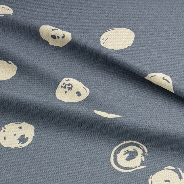 Rich navy Alene spotted upholstery fabric with artistic dots