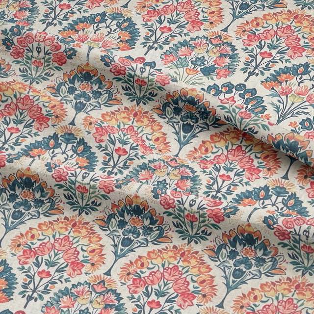 Anika Multi - Indian Block Print Floral Fabric For Sale