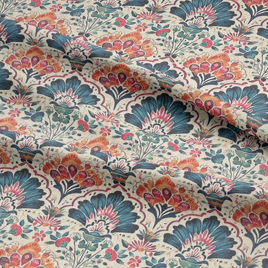 Anjall Multi - Indian Block Print Floral Fabric For Sale