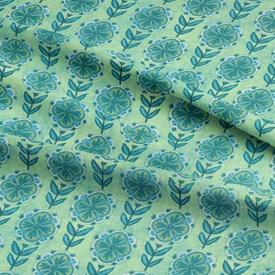 Aquaflora - Floral Linen Curtain Fabric For Sale