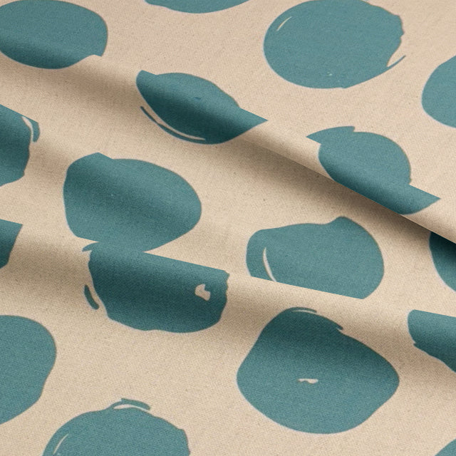 Spotted polka dot curtain fabric in Teal, ideal for adding character and depth to curtains.