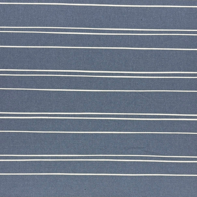 Navy blue striped upholstery fabric with a bold, contemporary finish