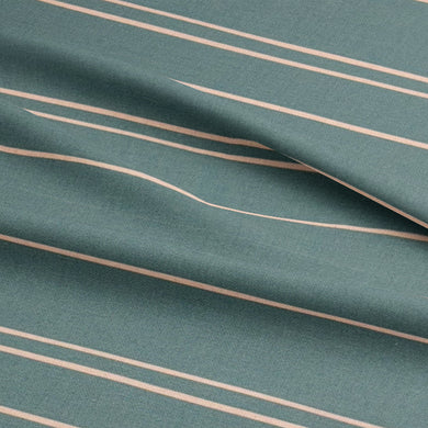 High-quality close-up of Arroux teal striped upholstery fabric