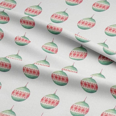 Baubles Christmas Fabric For Cushions   Per Metre