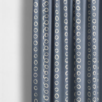 Calaggio Navy Spot Curtain Fabric - Styled Room View creating a bold and sophisticated interior look.