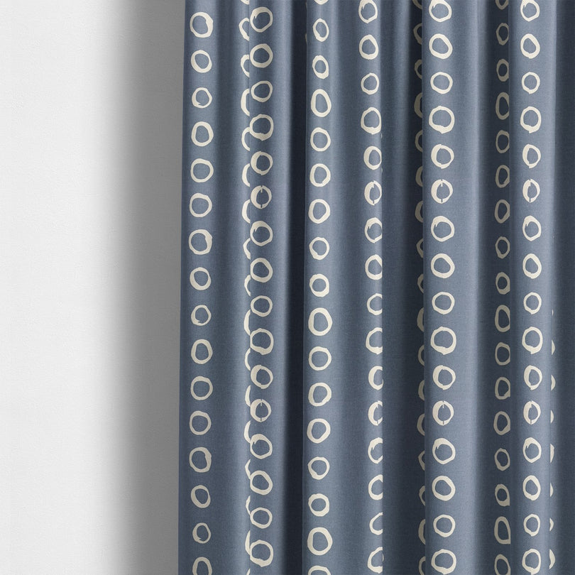 Calaggio Navy Spot Curtain Fabric - Styled Room View creating a bold and sophisticated interior look.