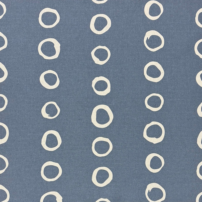 Calaggio Navy Spotty Polka Dot Curtain Fabric - Flat Sample featuring a deep navy base with striking white dots.