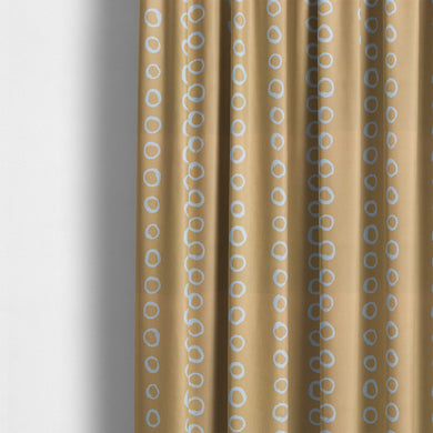 Calaggio Ochre Spot Curtain Fabric - Styled Interior featuring a warm, earthy decor with ochre polka dot curtains.