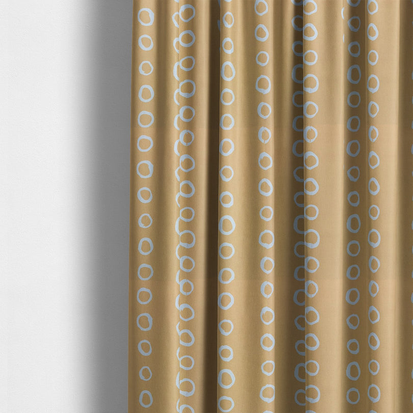 Calaggio Ochre Spot Curtain Fabric - Styled Interior featuring a warm, earthy decor with ochre polka dot curtains.