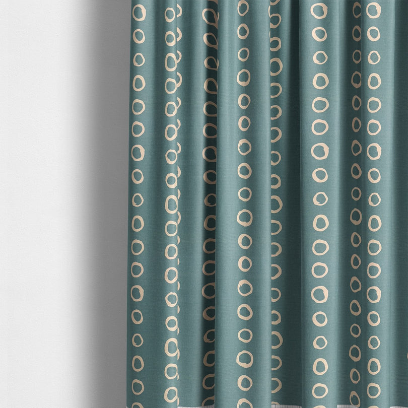 Calaggio Teal Spot Curtain Fabric - Interior Styling creating a statement look in a contemporary setting.