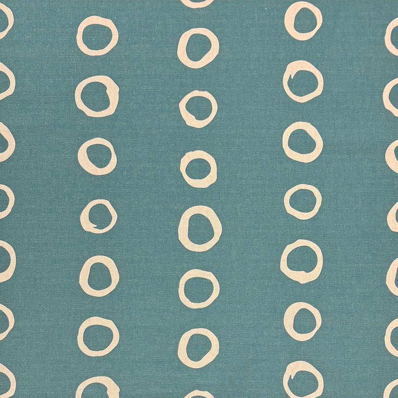 Calaggio Teal Spot Curtain Fabric - Flat Sample with a bold teal background and striking white polka dots.