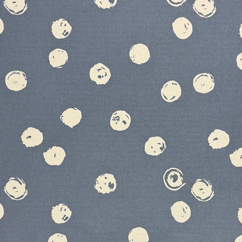 Chiese navy polka dot curtain fabric with a bold spotted pattern, ideal for statement drapery.