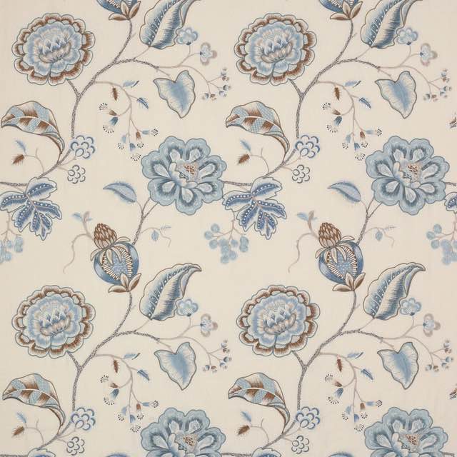 Colefax and Fowler Portia Embroidery Fabric - Blue