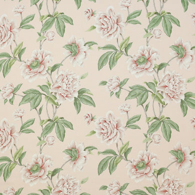 Colefax & Fowler Giselle Linen Fabric Shell Pink Botanical bloom floral for curtains and roman blinds