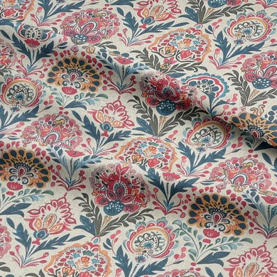 Devika Multi - Indian Block Print Floral Fabric For Sale