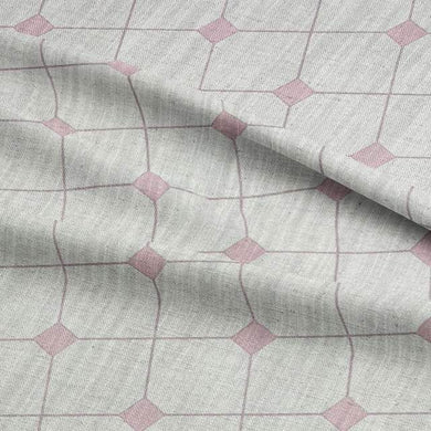 Dobby Check Mauve Chalk - Linen Upholstery Fabric UK