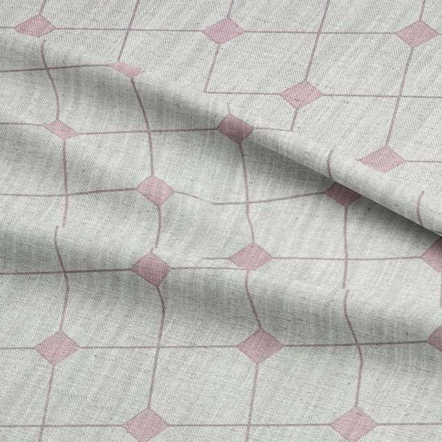 Dobby Check Mauve Chalk - Linen Upholstery Fabric UK