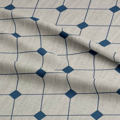 Dobby Check Midnight - Linen Upholstery Fabric UK