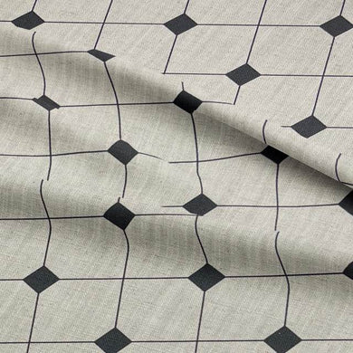 Dobby Check Noir - Linen Upholstery Fabric UK