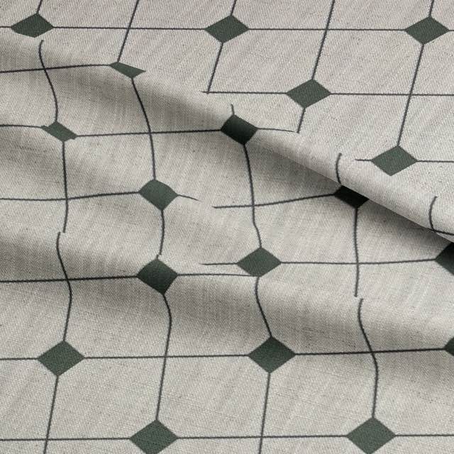 Dobby Check Olivine - Linen Upholstery Fabric UK