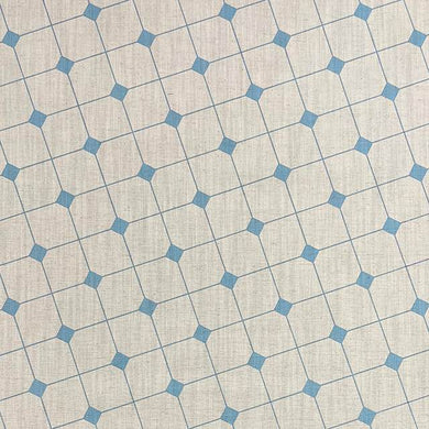 Dobby Check Sky Blue - Linen Upholstery Fabric