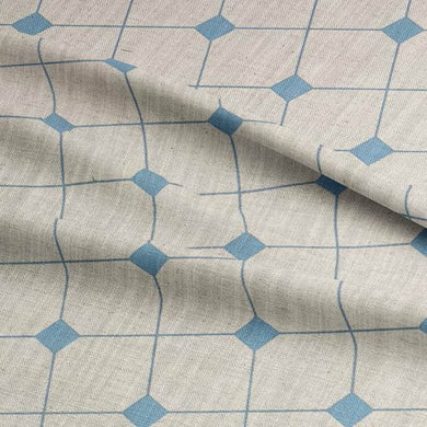 Dobby Check Sky Blue - Linen Upholstery Fabric UK