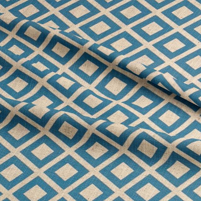 Dobby Scuba Blue - Linen Upholstery Fabric UK