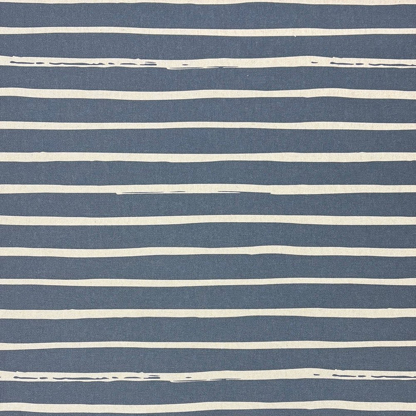 Navy striped upholstery fabric with a deep, bold color, adding a contemporary and elegant touch to furniture and décor.