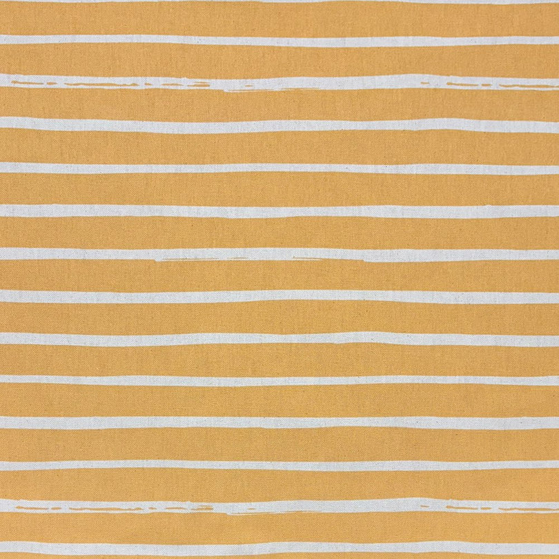 Ochre striped upholstery fabric with a warm, golden hue, bringing a rich and inviting feel to soft furnishings.