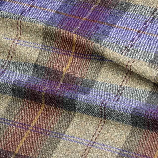 Glencoe Plaid Wool Curtain Fabric - Amethyst