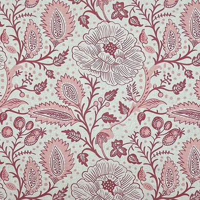 Goa Pink - Floral Crewel Upholstery Fabric