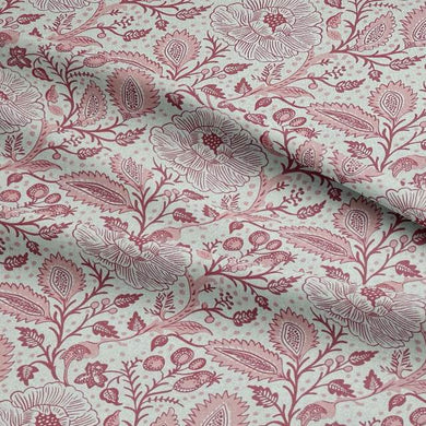 Goa Pink - Floral Crewel Upholstery Fabric For Sale