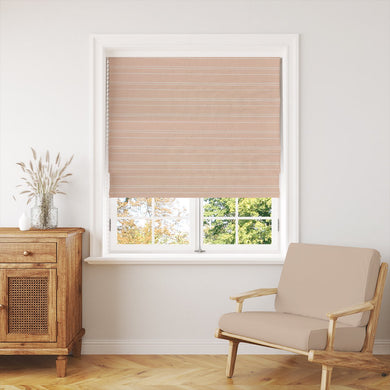 Gravina Natural striped fabric in a window blind, adding a timeless and understated elegance.