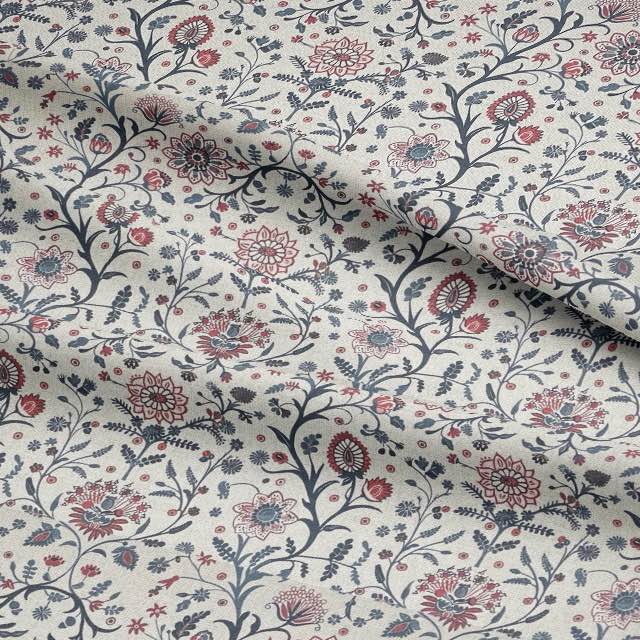 Inya Indigo - Floral Crewel Upholstery Fabric For Sale