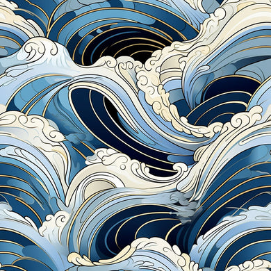 Japanese Waves - Japanese Style Fabric For Sale