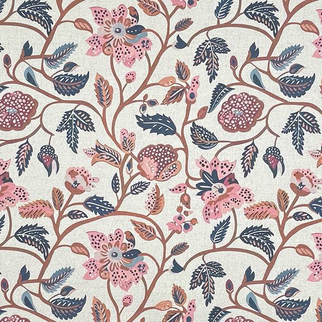 Kaira Indigo - Floral Crewel Upholstery Fabric