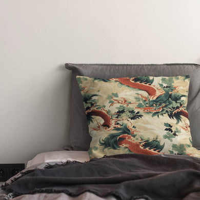 Kamakura - Chinese Dragon Linen Cushion Fabric For Sale