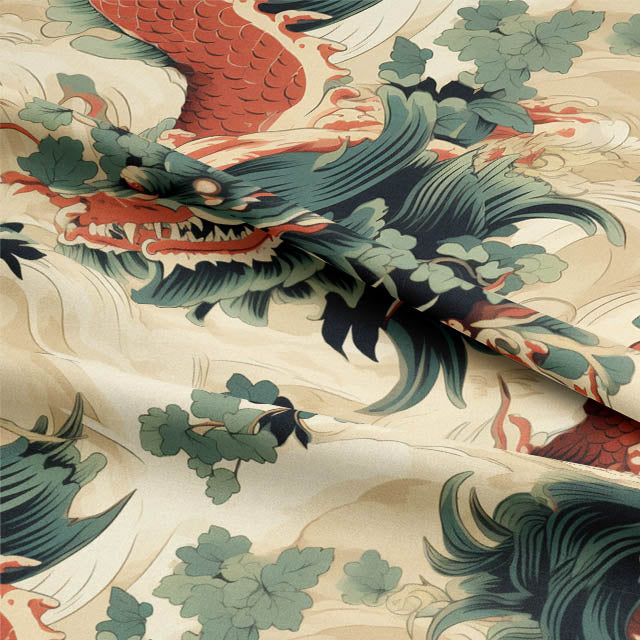 Kamakura - Chinese Dragon Linen Blind Fabric For Sale