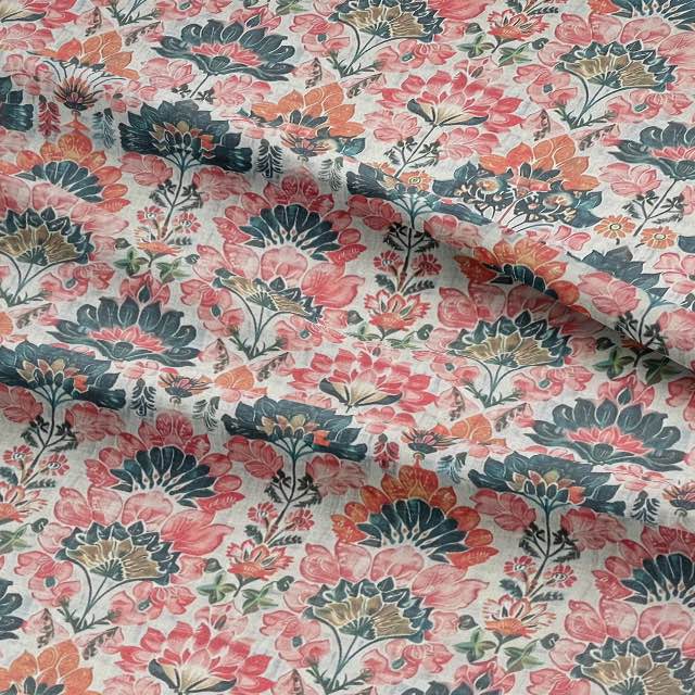 Karishma  Multi - Indian Block Print Floral Fabric For Sale