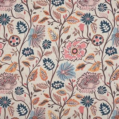 Lasya Blush - Floral Crewel Upholstery Fabric